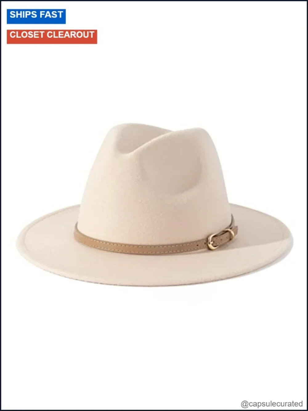 Classic Felt Fedora Wide Brim Hat with Belt Buckle, Adjustable Drawstring,